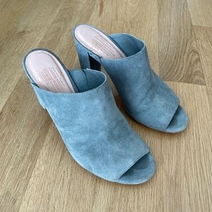 Charlotte stone blue suede mules size 7